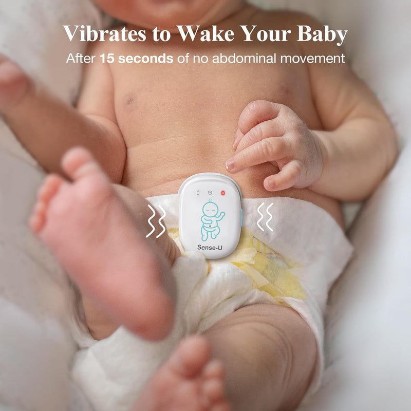 Sense-U Smart Baby Monitor Tracks Baby's abdominal Movement, Feeling Temperature and Stomach Sleeping for Baby Safety with Audio Alarm on Smartphone