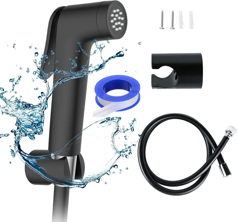 JUNARIS Handheld Bidet Sprayer Set for Toilet - شطاف تواليت Stainless Steel Shattaf with Premium Hose for Bathroom and Washroom | Chrome Shattaf Set Stainless Steel Hose (Classic)