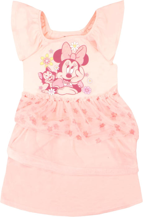 Disney Princesses and Minnie Mouse Girls Tutu Dress Princess Moana Rapunzel Belle Flutter Sleeve Dress for Girls