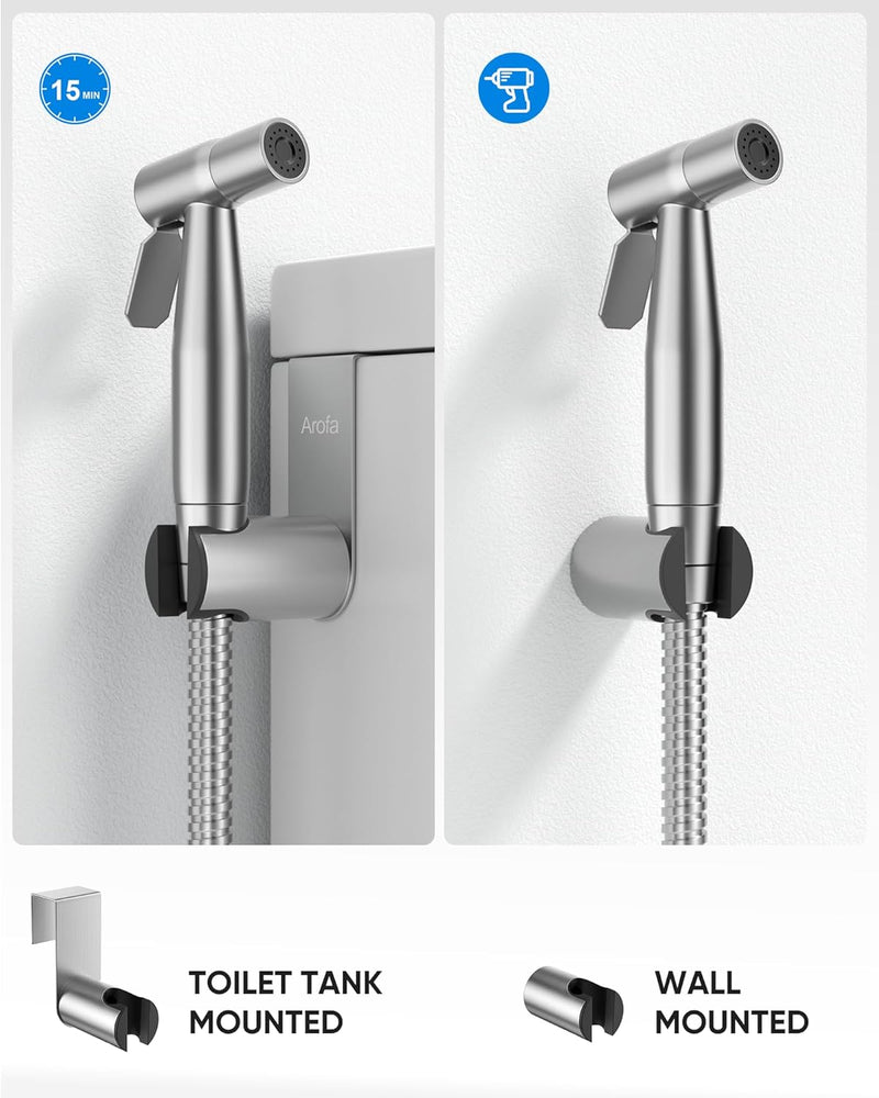 Arofa Black Bidet Sprayer, Handheld Bidet Sprayer for Toilet - Bidets for Existing Toilets Adjustable Water Pressure Control with Bidet Hose, Cloth Diaper Bidet Toilet Sprayer for Baby/Feminine Wash