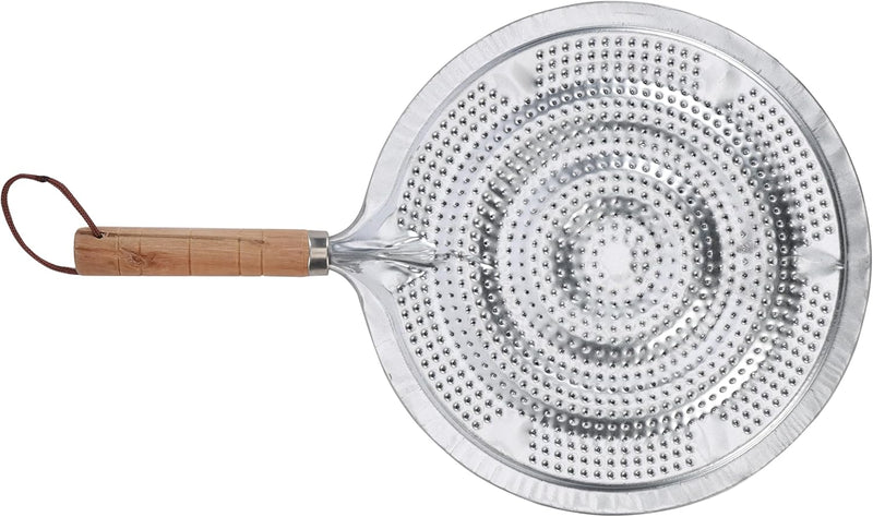 Delcasa DC3006 Simmer Ring with Wooden Handle, 21 cm Size, Silver - 21 cm
