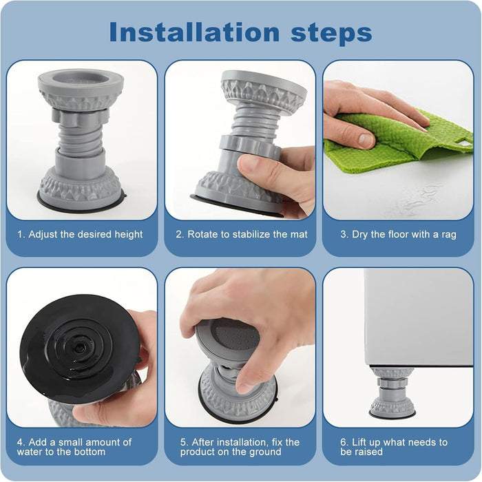 NALACAL Anti Vibration Pad for Washing Machine, Washer Dryer Non Slip Shock Noise Cancelling Foot Mat, Adjustable Anti Walking Stabilizer Refrigerator Support Rubber Foot Pad Pedestals (Set of 4)