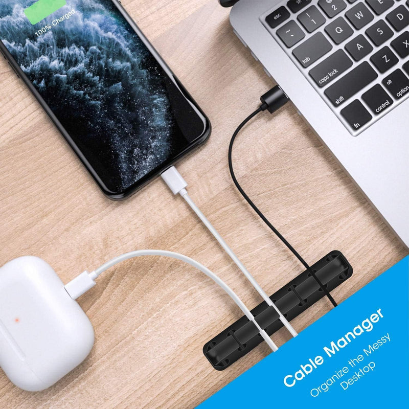 Showay 3Pcs Cable Holder Clips - Desktop Cable Organizer For Management Of Power Cord And Charging Cables - Black