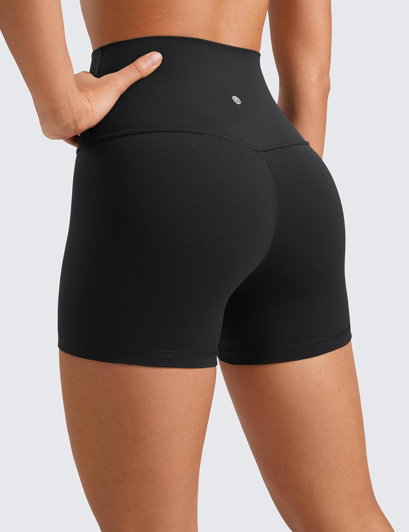 CRZ YOGA Womens ButterLuxe Biker Shorts 4 Inches - High Waisted Workout Running Athletic Spandex Yoga Shorts Black XS