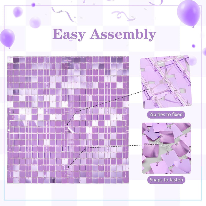 LuoluoHouse Shimmer Wall Panel Sequin Backdrop Panels 12 Packs-Iridescent Silver Backdrop for Graduation Anniversary Backdrop Wall Backdrops Engagement Decoration