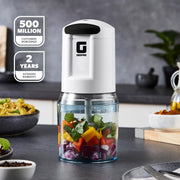 Geepas Mini Food Processor, 500W, 500ml, 4 Blades, 2 Levels, Stainless Steel for Blending and Chopping Salads, Sauces, Curries, Pesto, 2 Years Warranty, Model GC5477, Clear