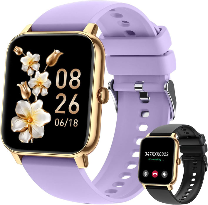 Smart Watch for Women Fitness Tracker: Gold Smart Watches for Women Digital Mens watches Make/Answer Call Waterproof Running Smartwatch Android Phone iPhone Samsung Compatible Heart Rate Monitor