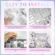 Kate Shimmer Wall Backdrop Sliver Wall Panels 12Pcs Square Sequin Shimmer Wall Backdrop Decoration for Birthday Party,Wedding, Anniversary