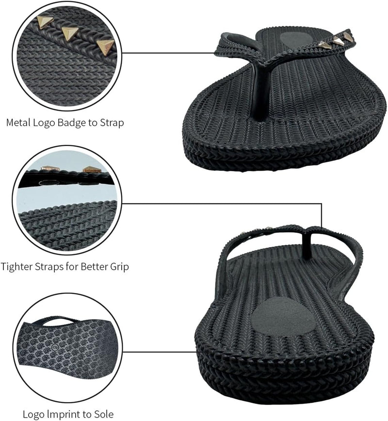 Rivet Decor Flip Flops, Comfortable Non - Slip Beach Sandals for Women, Fashion Outdoor Flip Flops