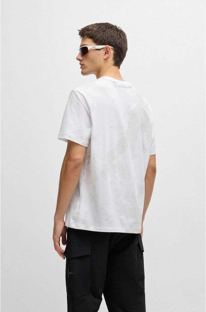 BOSS Mens Tee 6 Printed-artwork T-shirt in a cotton blend