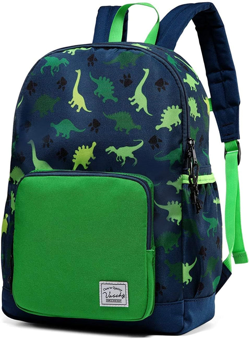Children's Backpack, Lightweight School Bag for Girls Boys Primary Kindergarten 4-6 Years Waterproof Cute Backpack for A4 Folder Preschool Travel with Chest Strap - A-green dinosaurs