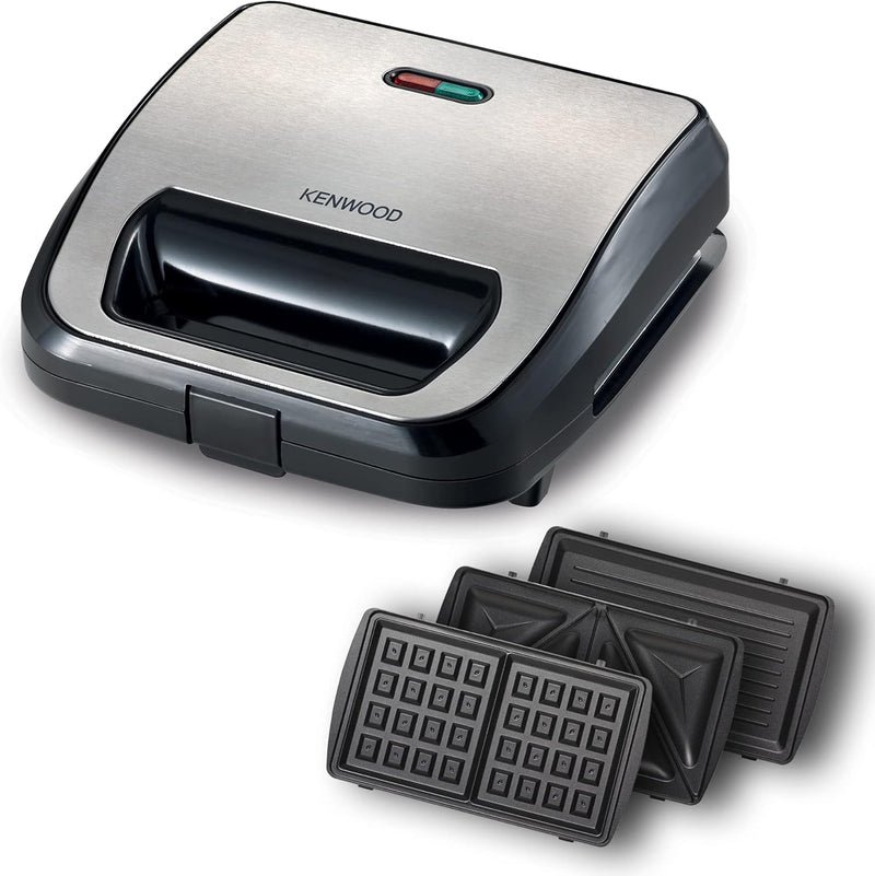 3-in-1 Sandwich Maker, Waffle Maker & Grill with 3 Sets of Non Stick Multifunctional Plates for Grilling, Toasted Sandwiches and Waffles SMM02.000SI Silver/Black - NEW_Square Shape