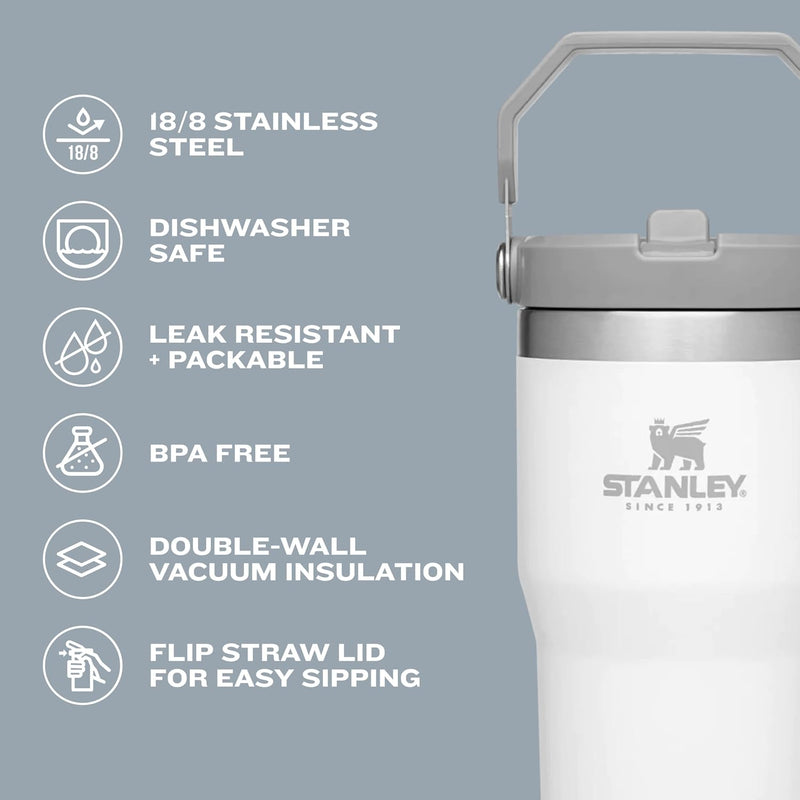 Stanley IceFlow Stainless Steel Tumbler with Straw - Vacuum Insulated Water Bottle for Home, Office or Car - Reusable Cup with Straw Leakproof Flip - Cold for 12 Hours or Iced for 2 Days
