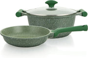 Prestige Essentials Granite Non Stick Set Combo 26cm Fry Pan + 26cm Casserole With Lid Induction Cookware Set 2 Pieces Green - PR80993