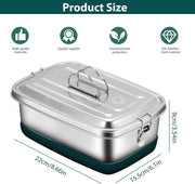 Stainless Steel Lunch Box 2L - Leakproof 2 Layers Bento Box with 3 Compartments, Portable Metal Lunchbox for Adults & Kids, Durable, Eco-Friendly, BPA-Free Food Container for School, Work, Picnic