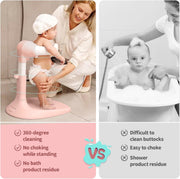 MOMENT Adjustable Baby Shower Stand, Baby Bath Stand, Baby Shower Standing Support with Adjustable Height and Safety Handle, Foldable and Compact Baby Bathtub with Stand (PINK)