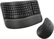 Logitech Wave Keys & Lift Vertical Mouse - Ergonomic Wireless Keyboard and Mouse Combo - with Cushioned Palm Rest, Easy-Switch, Bluetooth, for Multi-OS, Windows/Mac, US/INTL - Graphite