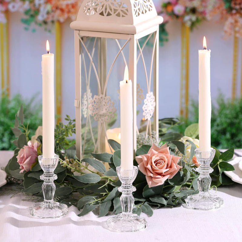 Simeitol Glass Candlestick Holders Bulk, 6PCS Crystal Taper Candle Holders Set, Gold Tall Candle Stick Holder Stand for DIY, Festival, Party, Table Decor