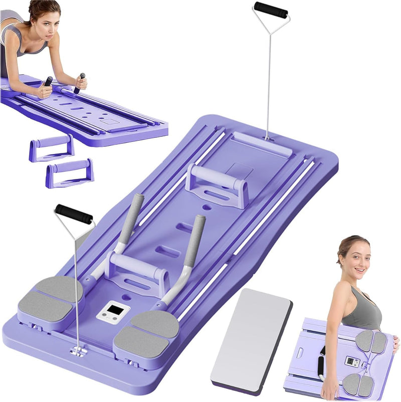 Pilates Reformer Set,Multi-Purpose Foldable Pilates Reformer Board,High Strength Pilates Equipment Portable Fitness Board For Home Women Men - Purple