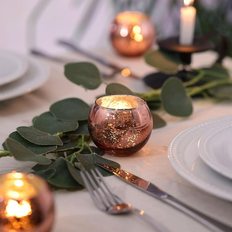Lamorgift Clear Votive Candle Holders Set of 12 - Mercury Glass Votives Candle Holder - Tealight Candle Holder for Home Decor and Weddings/Parties Table Centerpieces