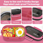 Bilayer Bento Box for Kid,Lunch Box with Reusable Spoon,Fork, 5 Compartments 1200ML Lunch Container Drop-Proof,Handheld Design for Adults, Kids(Red) - Red