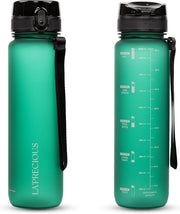 Water Bottle for Adults,1 liter-USA Tritan Material, Non-Toxic BPA Free, Fast Flow, Flip Top Leak Proof Lid. (Pink/Green) - Forest Green