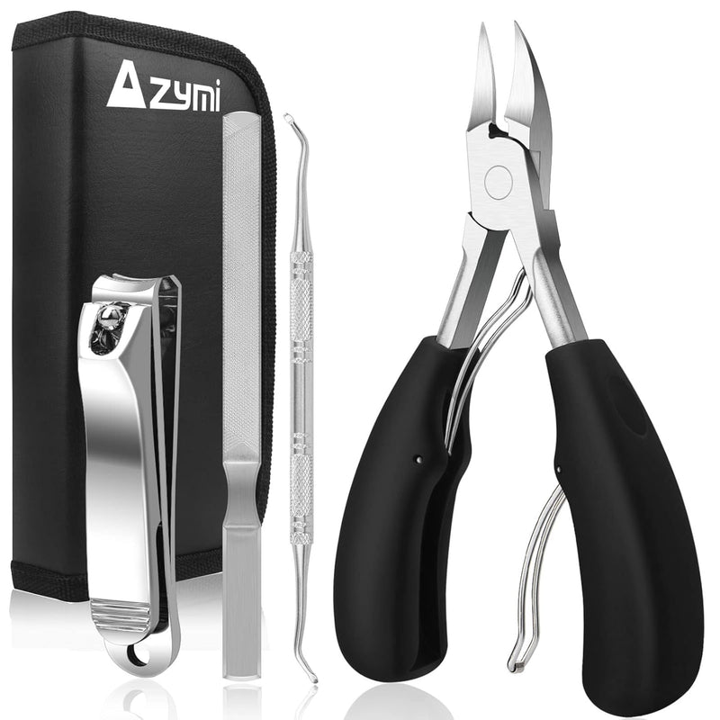 Azymi 7Pcs Ingrown Toenail Clippers Set, Heavy Duty Nail Clippers Nail Files Professional Pedicure Manicure Tools, Sharp Curved Blades/Anti-slip ABS Handle
