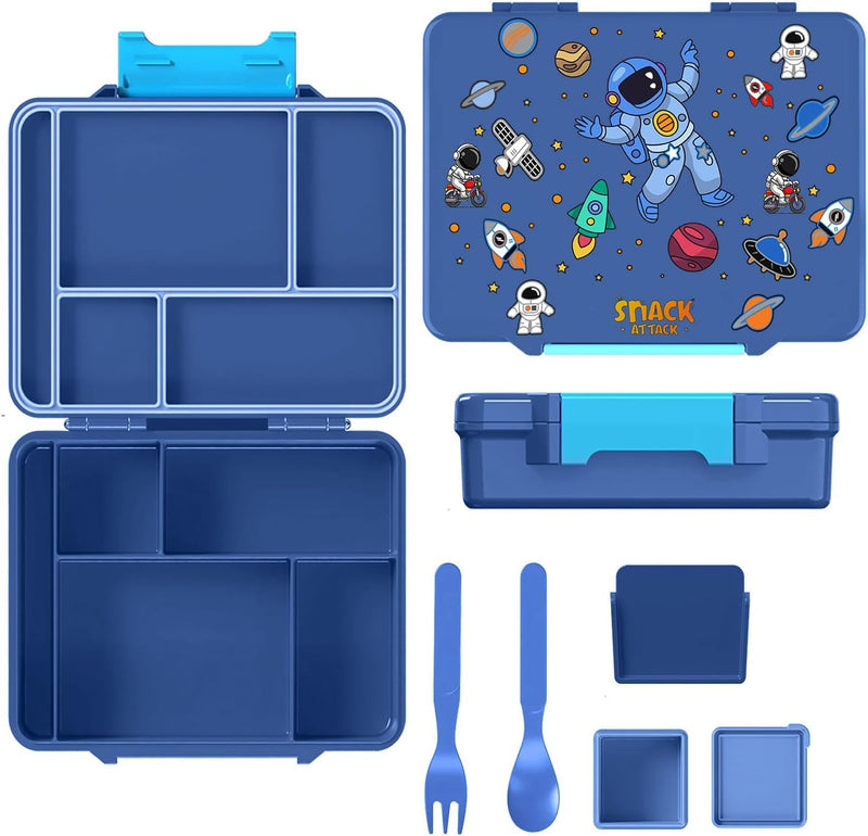 Lunch Box for Kids School,Children Lunch Box with Compartments, Bento Box Children, Leak-proof Lunch Box for Girls and Boys, Snack Box, Perfect for School, Nursery & Trips (SA Blue) (Blue Shark) - Blue Space