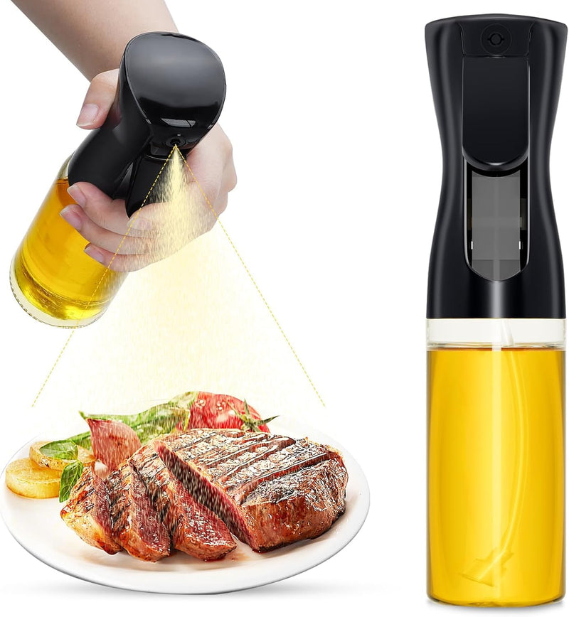 MOMENT Oil Sprayer For Cooking, 220ML Oil Sprayer Mister Bottle with Large Spout for Multiple Oils,Kitchen Gadgets Accessories Olive Oil Spray for Cooking,Barbecue,Salad and Air Fryer(Black) - Black 220 ÙÙÙÙØªØ±