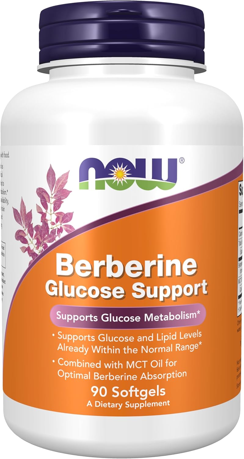 Foods Berberine Glucose Support With MCT Oil for Optimal Absorption & Healthy Glucose Metabolism & Blood Sugar Balance & Lipid Levels 90 Softgels