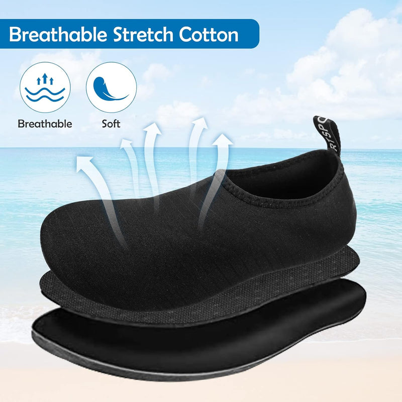 SKY-TOUCH Water Shoes for Women Men, Outdoor Beach Shoes Swimming Aqua Socks Quick Dry Snorkeling Shoes Surfing Yoga Pool Exercise Water Shoes Size 34-45, Black