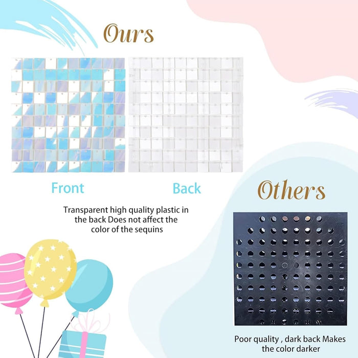 AM ANNA Sequin Wall Panels, 30PCS Shimmer Backdrop Stand, Rainbow Silver Square Decoration for Photo Backdrops, Party, Anniversary, Engagement