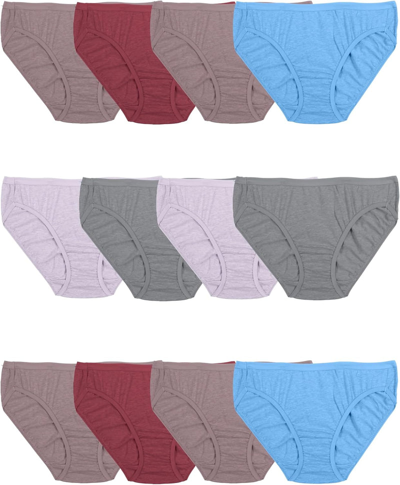 womens Fit for Me Women's Microfiber Briefs, 6 Pack Underwear (pack of 6) - Bikini - Cotton Blend - 12 Pack