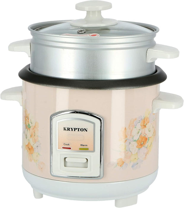 Krypton 350W 0.6L Rice Cooker With Steamer | Non-Stick Inner Pot, Automatic Cooking, Easy Cleaning, High-Temperature Protection, Knrc6054, Multicolour"Min 1 year manufacturer warranty"