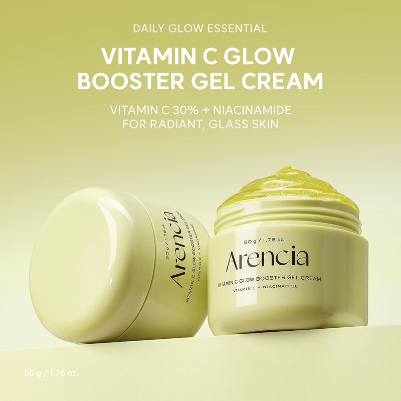 Arencai Vitamin C Booster Gel Cream with Niacinamide & Glutathione & Ceramide, Hydrating Gel Moisturizer, Supports Even-Looking Skin Tone & Smooth Texture, 50 g (1.76 oz)