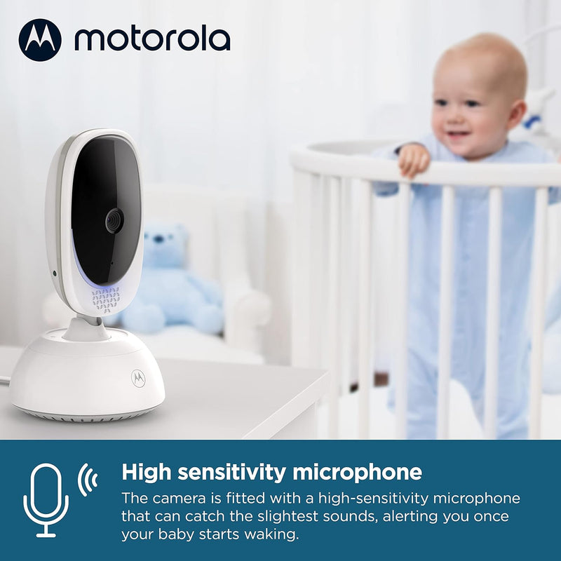 Motorola VM75 Indoor Video Baby Monitor with Camera 480x272p, 1000ft Range 2.4 GHz Wireless 5" Screen, 2 Way Audio, Remote Pan, Digital Tilt, Zoom, Room Temperature Sensor, Lullabies, Night Vision