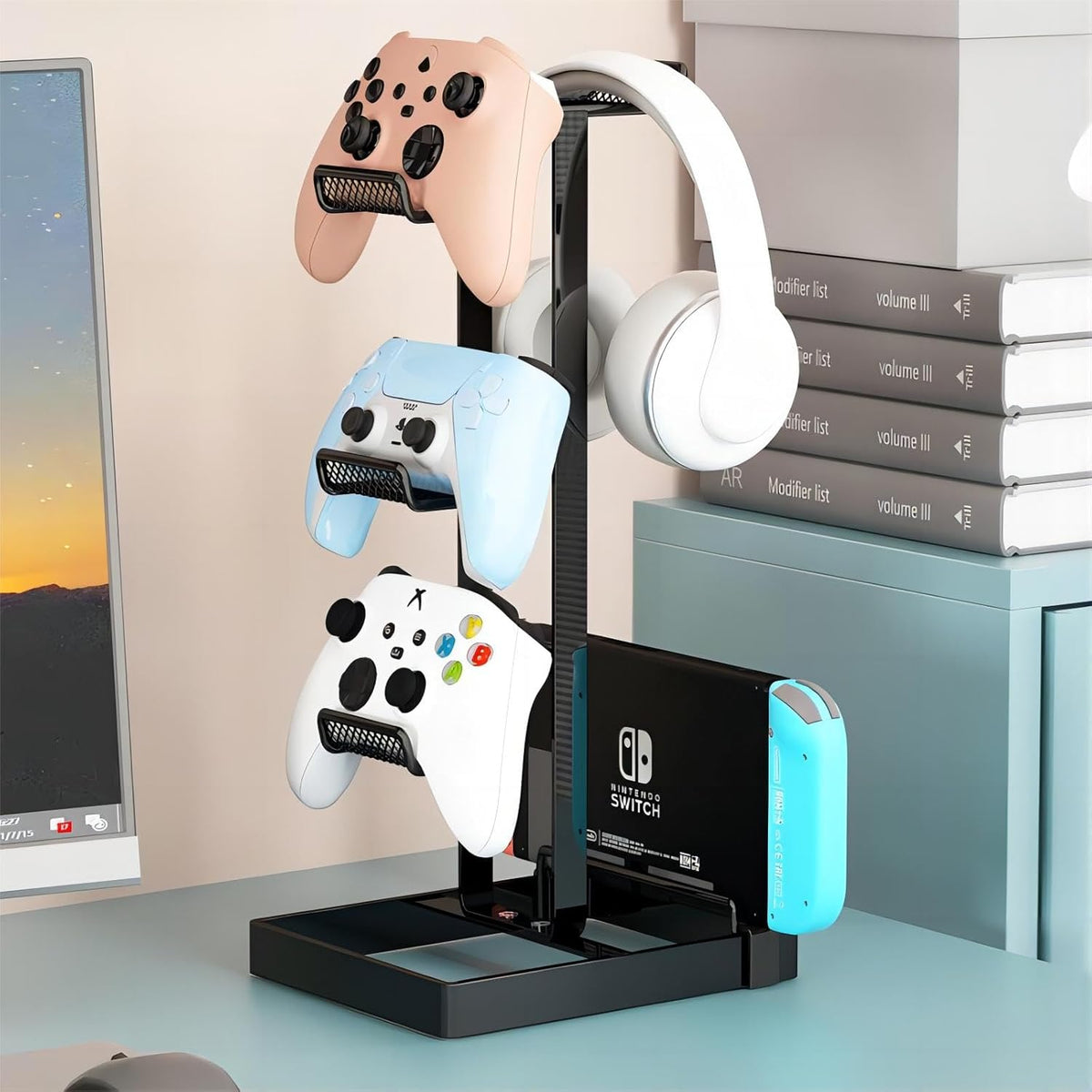 COOLBABY Elevated Version Metal Gamepad Holder Stand Compatible Headphones with PS5/PS4/Xbox ONE/S/X Series Game Console Controller Gaming Handle Bracket – image 2
