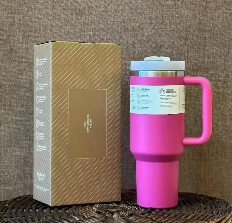 Quencher H2.0 FlowState Stainless Steel Vacuum Insulated Tumbler with Lid and Straw for Water, Iced Tea or Coffee, Smoothie and More, 40 oz (Rose Quartz) (Floral Blue)
