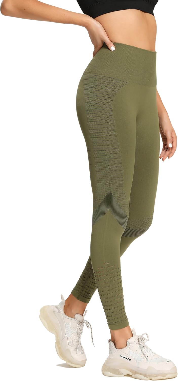 Redqenting High Waisted Leggings for Women Workout Seamless Leggings Yoga Pants Sweat Proof Tummy Control Tights