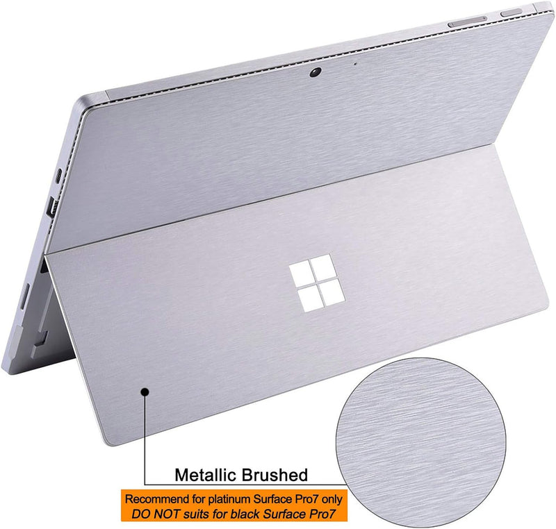 Skin Sticker for Surface Pro 7 / Pro 7 Plus 12.3 Inch Back Decal, Ultra-Thin Vinyl Decorative Laptop Cover Protector Accessories(Metallic Brushed Silver). - For Surfacae Pro 7 DB-Silver
