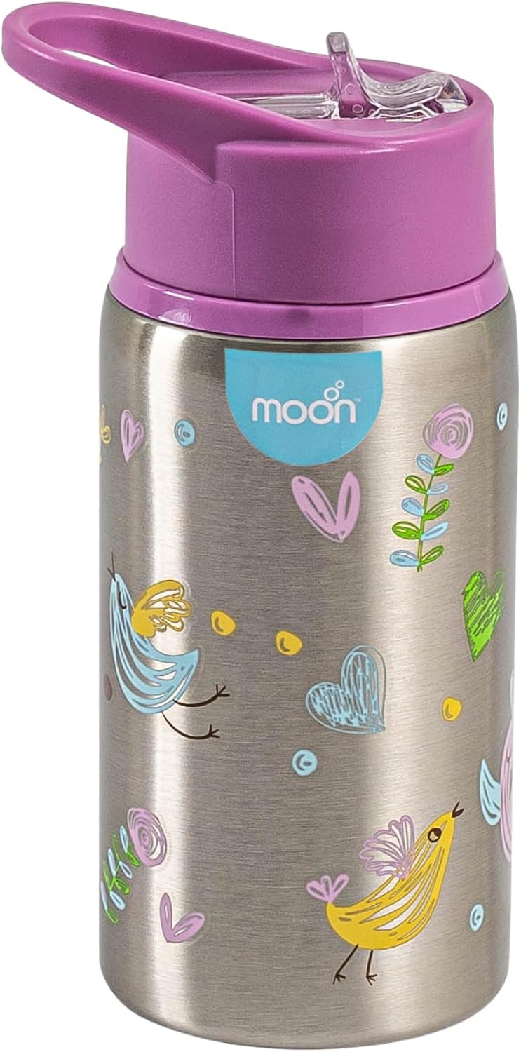 Single Wall Stainless Steel Sipper Bottle 530ml BPA Free Lid, Easy Siping Lightweight for Kids Portable-Large Capacity Indoor/Outdoor Spill Proof, Break Resistant - Purple - Purple