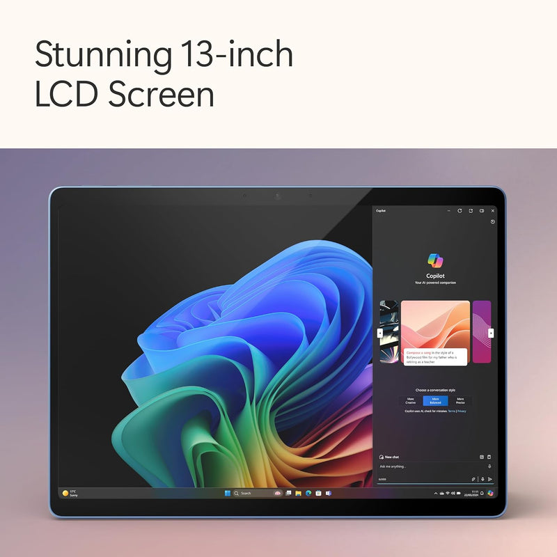 Microsoft Surface Pro (11th Edition - 2024), Copilot+PC, 2 in 1, 13'OLED upto 120Hz Display, Snapdragon X Elite, Qualcomm Hexagon with 45 TOPS NPU, Qualcomm Adreno GPU, 16GB RAM, 512GB SSD, Platinum