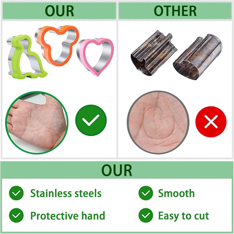 11Pcs Stainless Steel Sandwich Cookie Cutters Set Mini Vegetable Fruit Cutters Food Grade Cookie Cutter Mold for Kids Food Decoration Tools for Kitchen