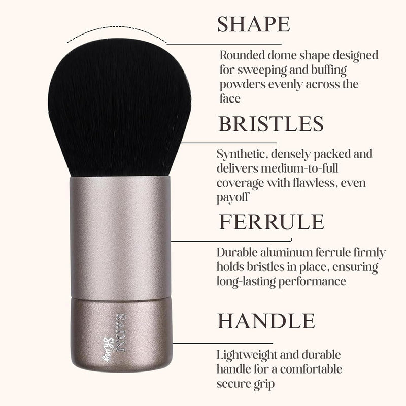 Kabuki Makeup Brush - Blender Brush for Powder, Cream, Liquid Foundation & Blush Blending - Professional Make Up Brush - Full Face Makeup Brush - Vegan & Cruelty Free