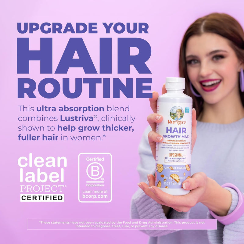 Women'S Hair Growth Max Liposomal With Lustriva Biotin 10000Mcg Pumpkin Seed Oil Thicker Care Wrinkles, Fine Lines, Skin Ages 18 15.22 Fl Oz