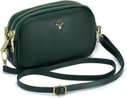 Small Crossbody Bags Genuine Leather Shoulder Handbags Trendy Design Cellphone Purses for Women and Girls - A-green