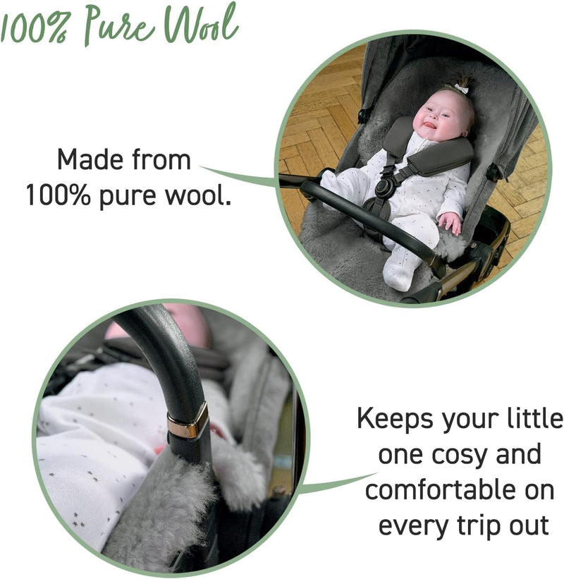 Mamas & Papas Baby Luxury Sheepskin Liner for Pram, Pushchair, Buggy, Stroller – Grey