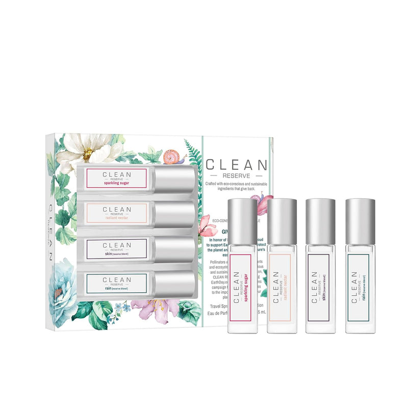 CLEAN RESERVE Eau de Parfum Layering Gift Set | Includes Warm Cotton, Skin, Rain, and Radiant Nectar Fragrance | 4 x 5mL Spray