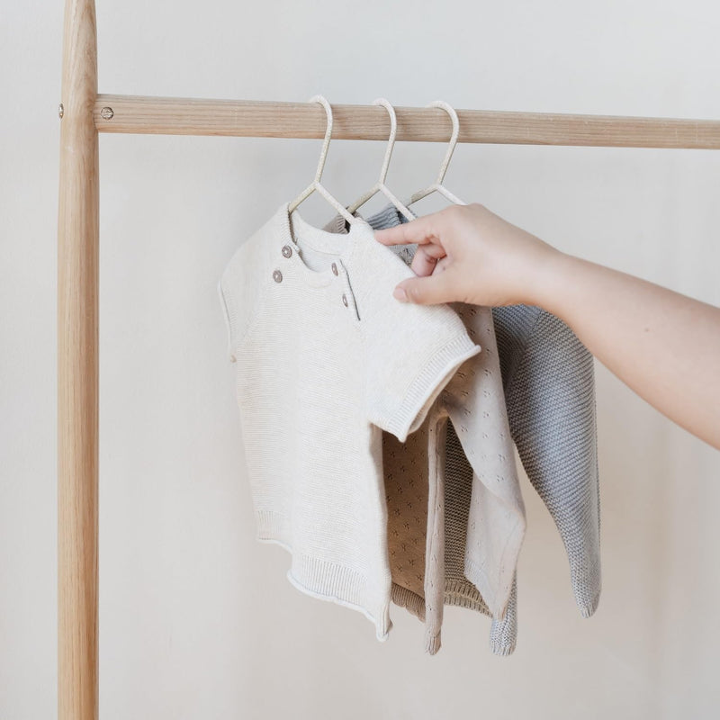3 Sprouts Baby Wheat Straw Plastic Clothes Hangers - Pack of 30 - Speckled Gray
