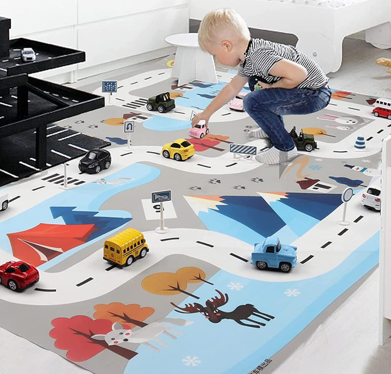 Play Mat, Kids Traffic Mat, Floor Playing Rug Mat, Tummy Time Floor Mat for Home Bedroom Living Room, Folding Water Proof Reversible Soft, Toddler Mat, Easy Clean, Outdoor Picnic Mat (130X100cm)